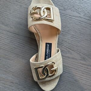 Dolce & Gabbana Raffia Slide Sandals